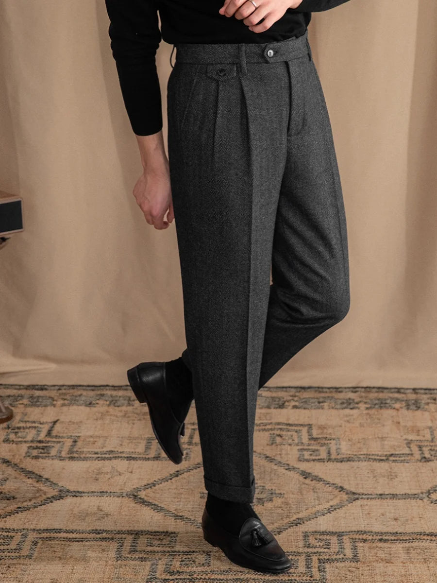 ORVIETO HERRINGBONE TAILORED TROUSERS