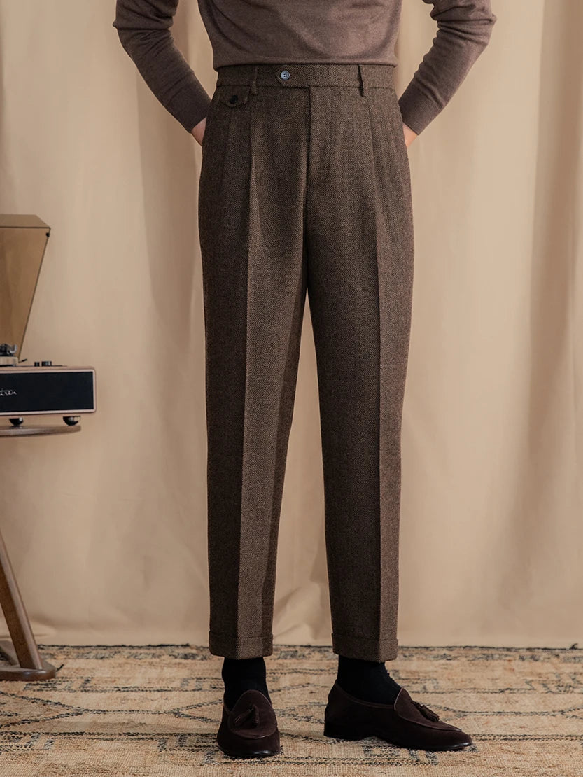 ORVIETO HERRINGBONE TAILORED TROUSERS