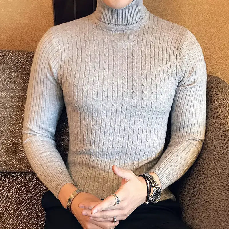 LORENZO CABLE KNIT TURTLENECK