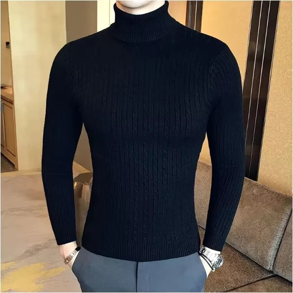 LORENZO CABLE KNIT TURTLENECK