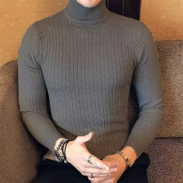 LORENZO CABLE KNIT TURTLENECK