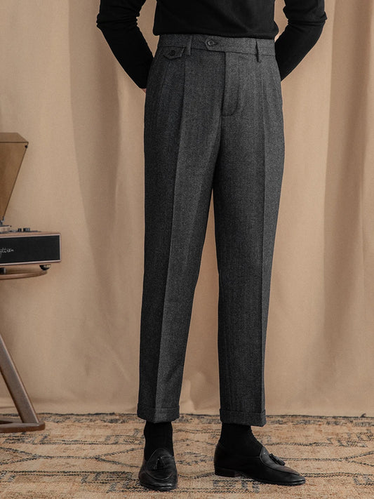 ORVIETO HERRINGBONE TAILORED TROUSERS