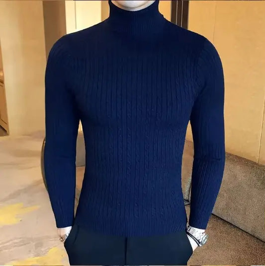 LORENZO CABLE KNIT TURTLENECK