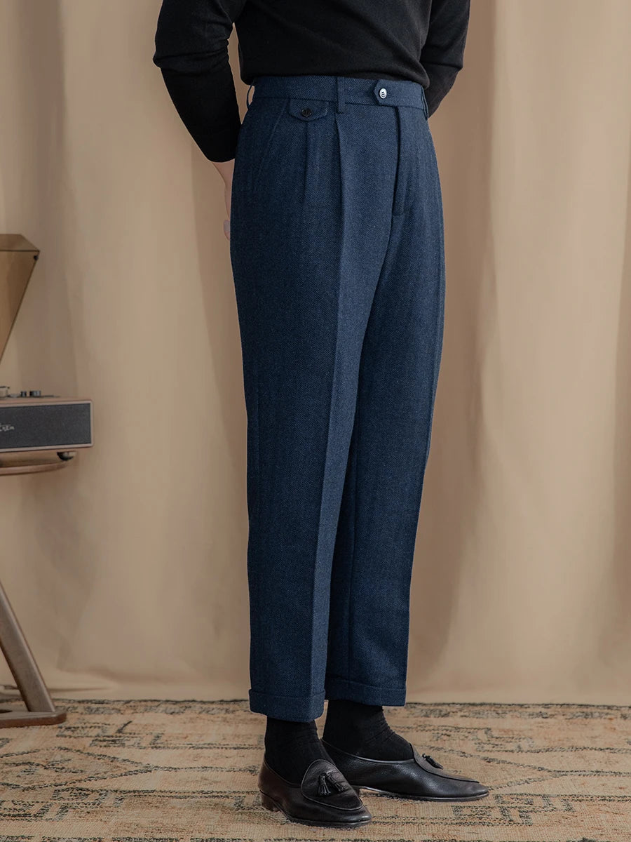 ORVIETO HERRINGBONE TAILORED TROUSERS