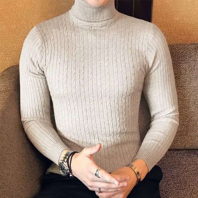 LORENZO CABLE KNIT TURTLENECK