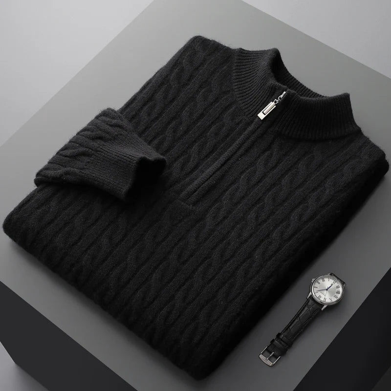 ALBA CASHMERE QUARTER-ZIP SWEATER