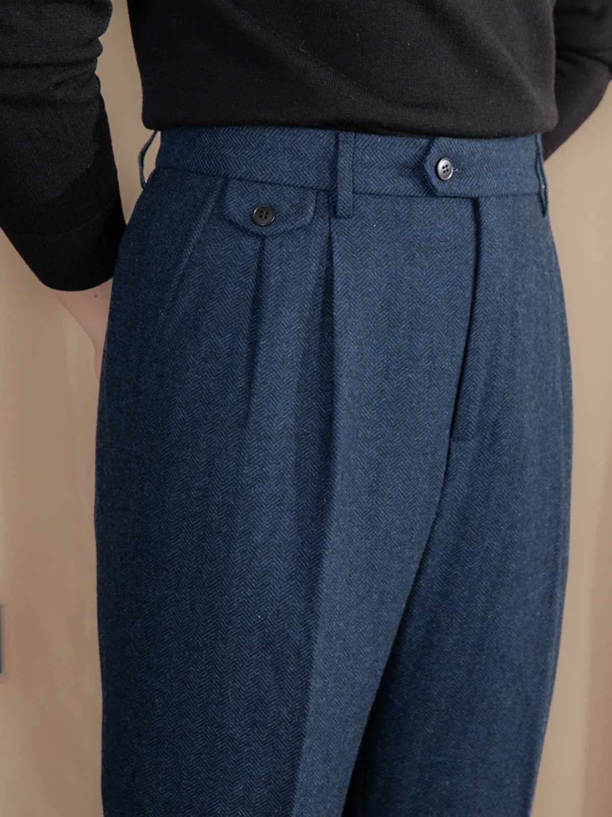 ORVIETO HERRINGBONE TAILORED TROUSERS