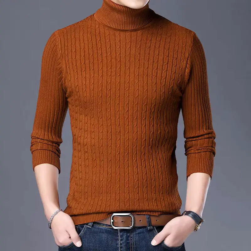 LORENZO CABLE KNIT TURTLENECK