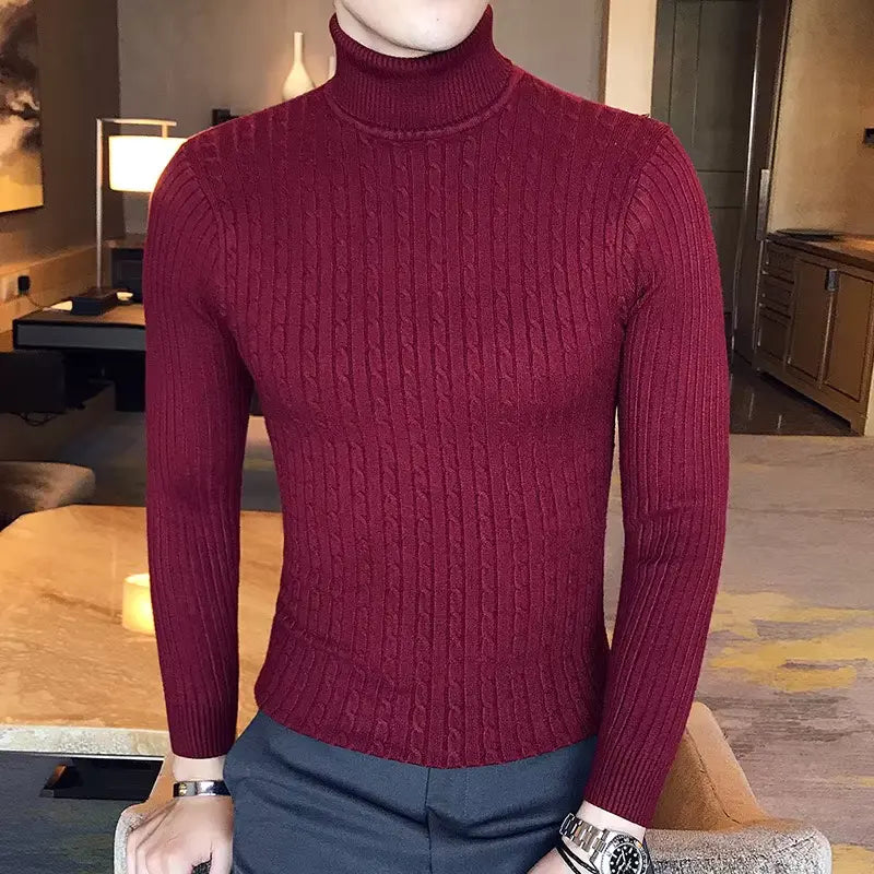 LORENZO CABLE KNIT TURTLENECK